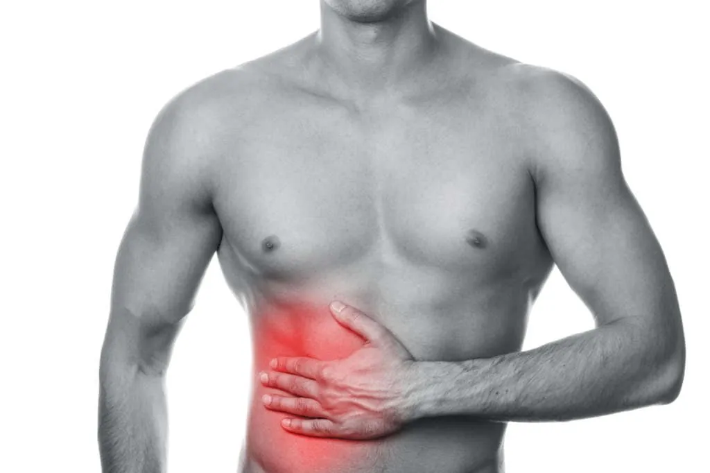 Torso with pain in the rib area