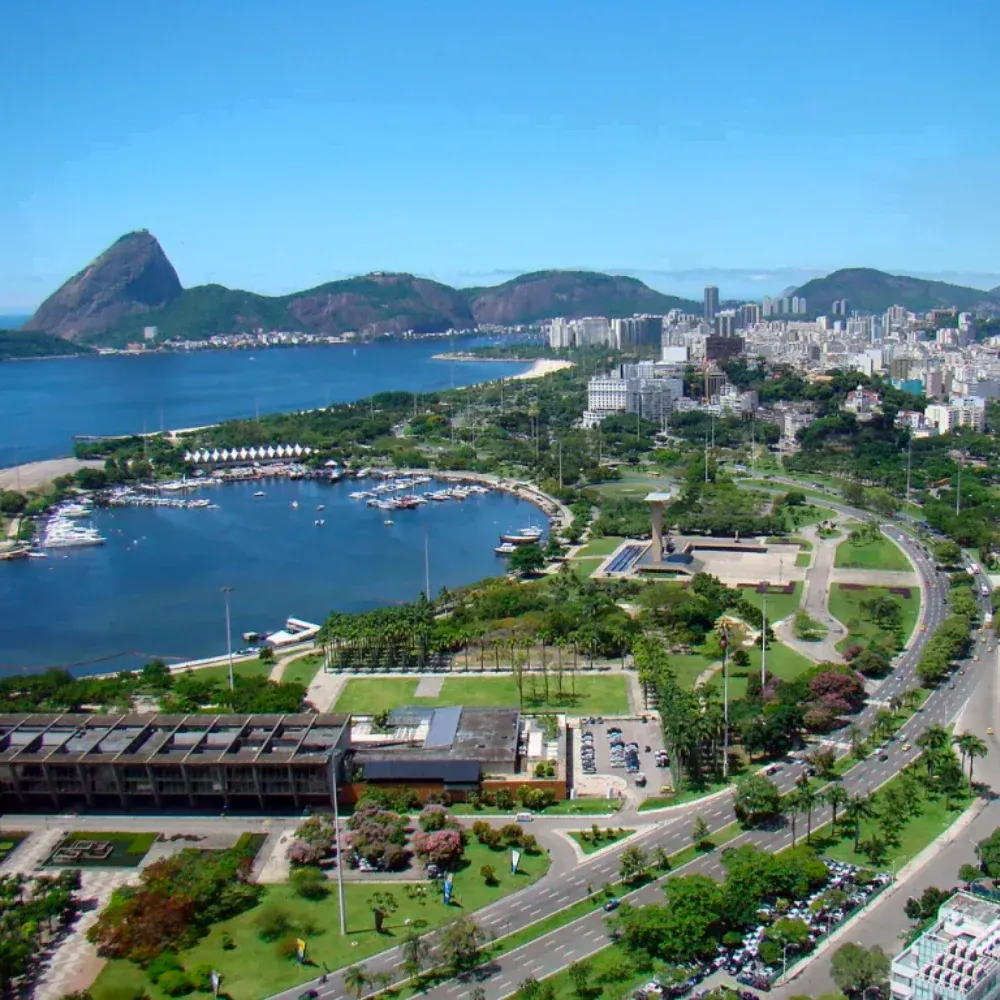 Aerial view of Flamengo and Guanabara Bay, Rio de Janeiro