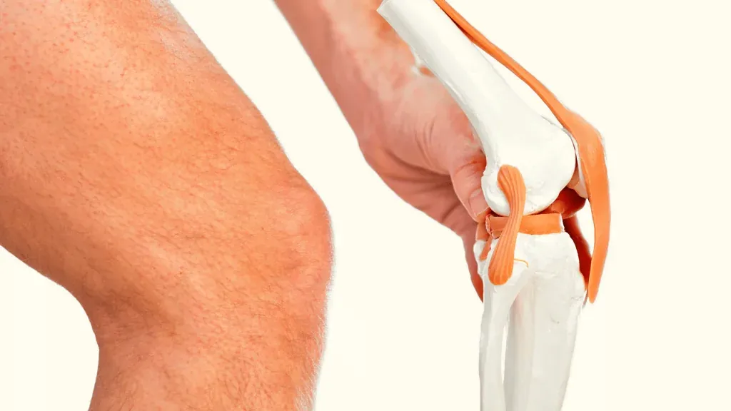 Illustration of a knee with an anterior cruciate ligament injury